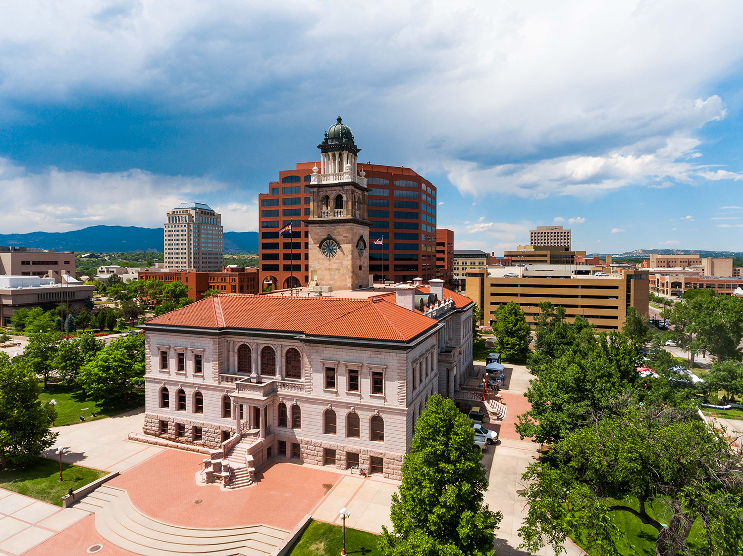 Downtown Colorado Springs with Pioneers Museum