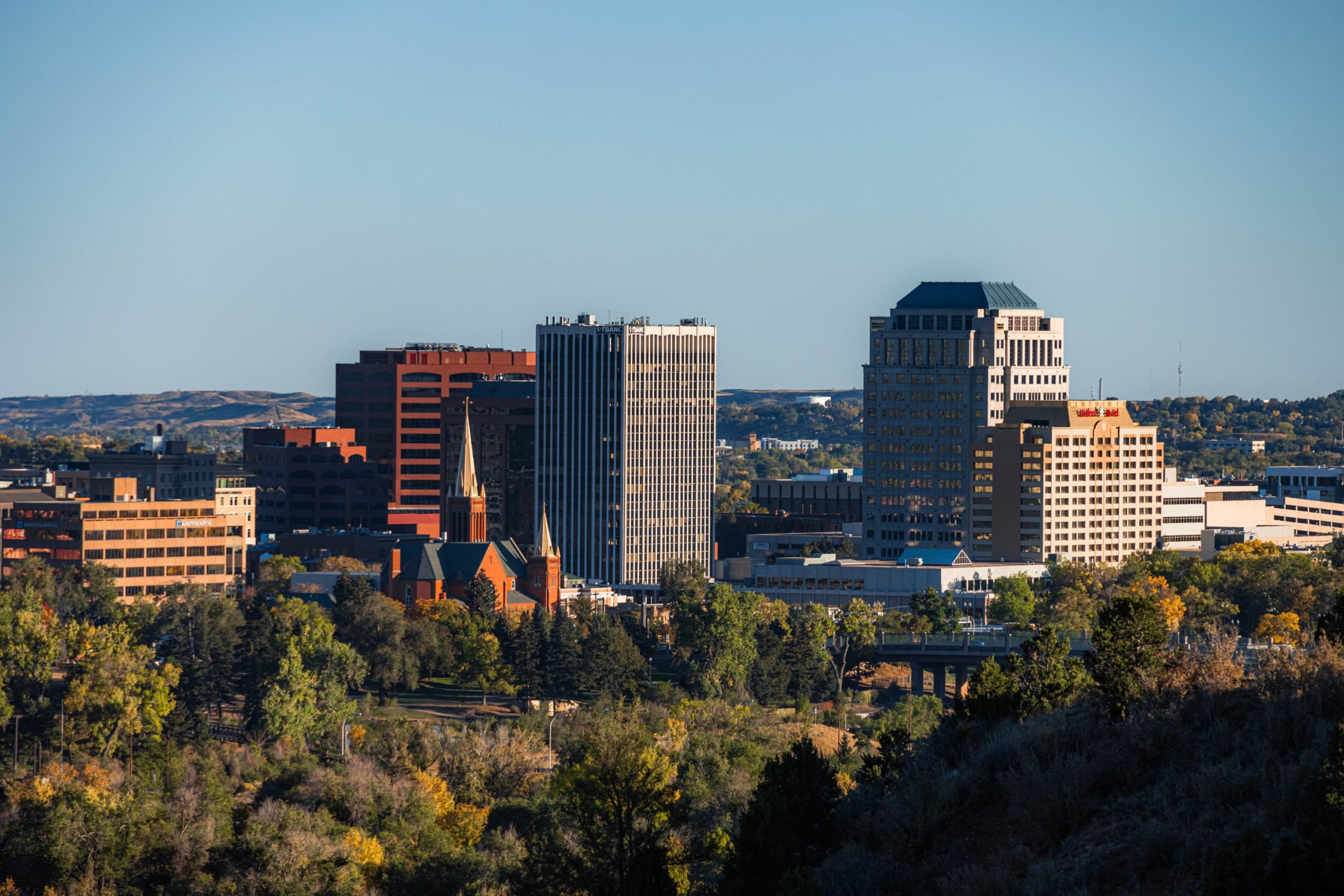Aerial view of downtown Colorado Springs.