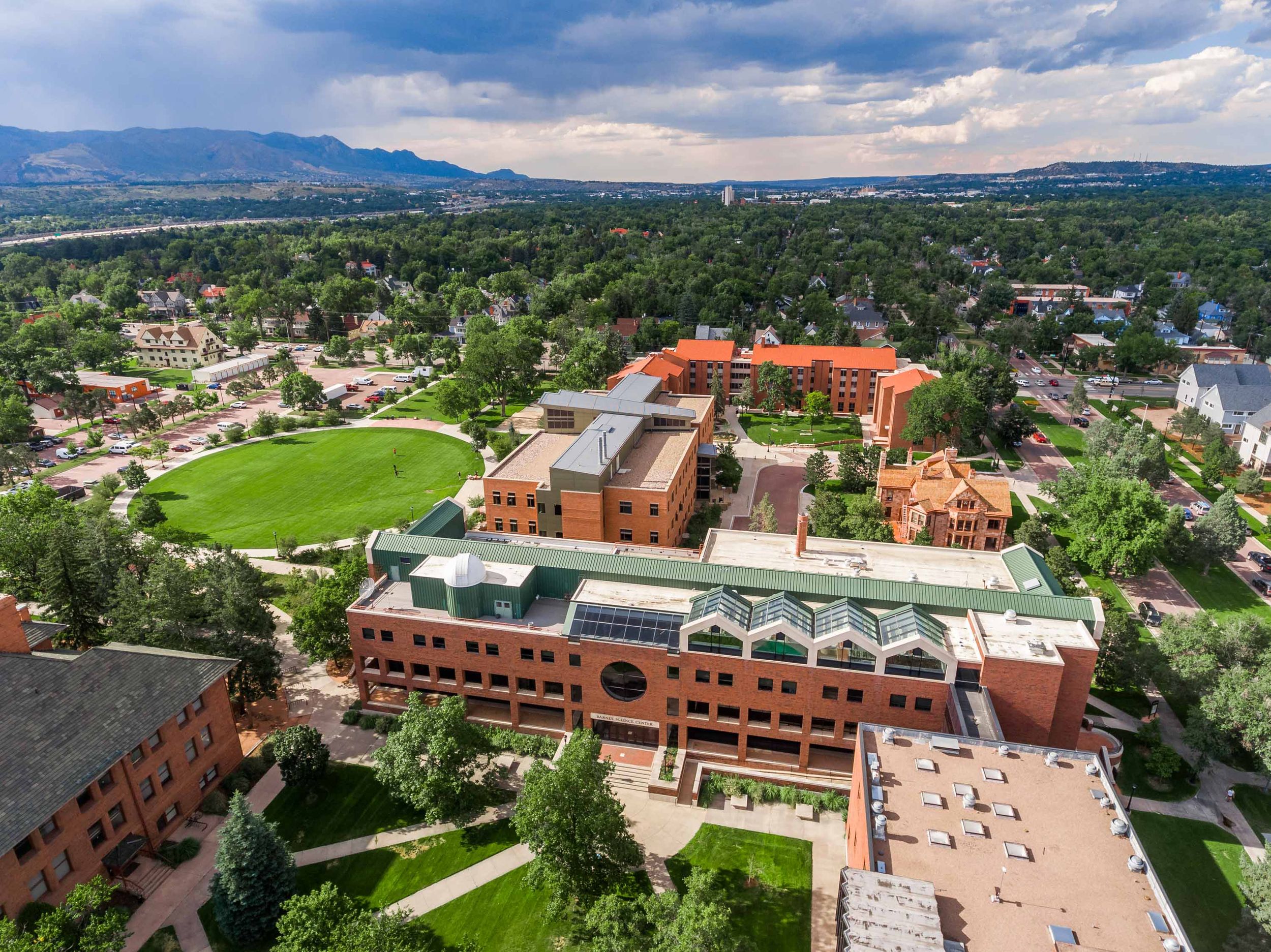 Aerial shot of Colorado College.