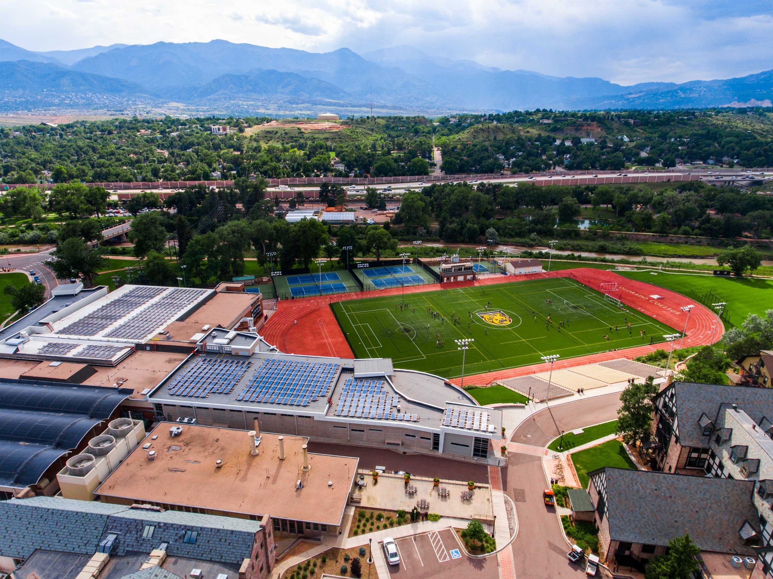 Aerial shot of Colorado College football field.