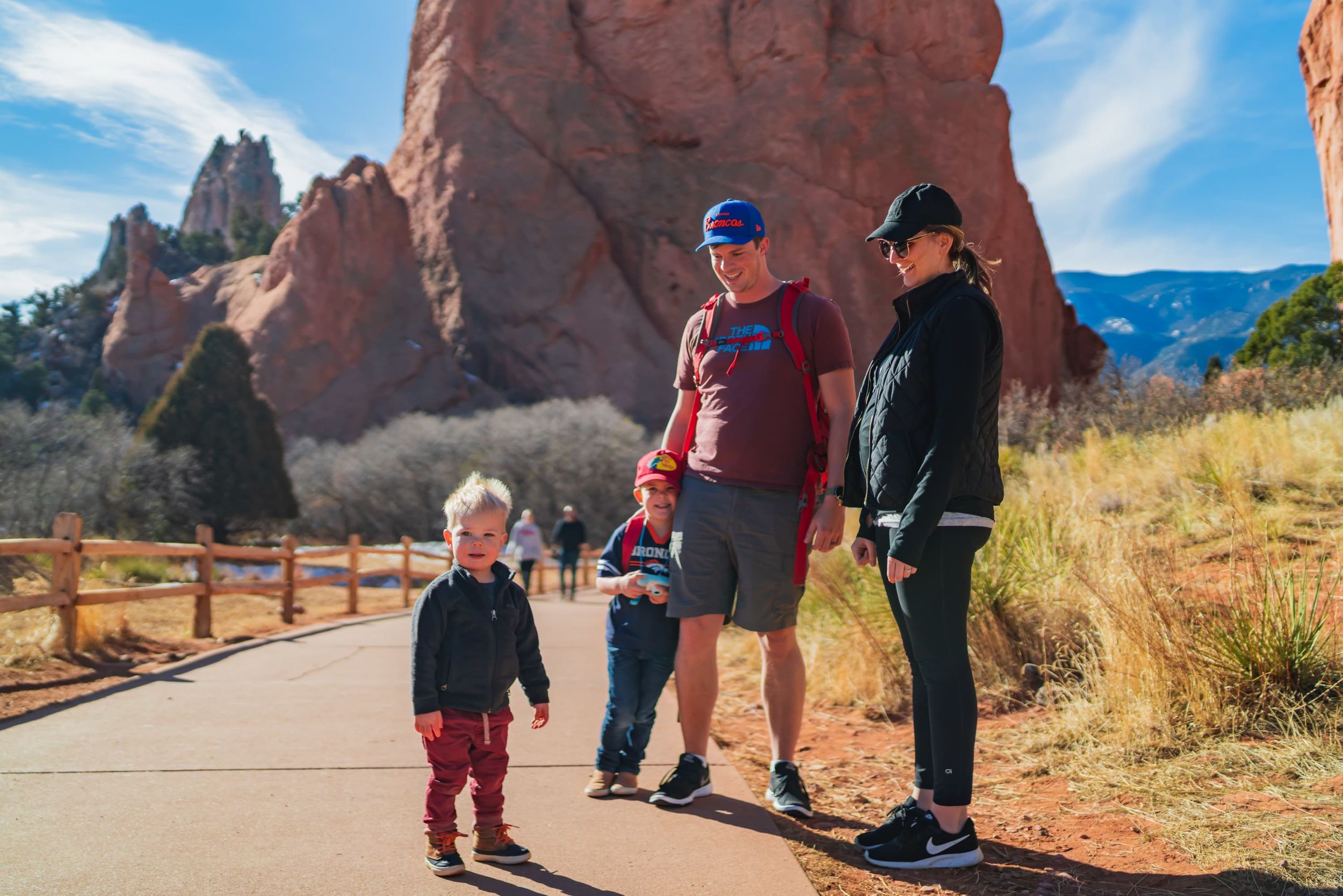 A family out on a hike in Colorado Springs.